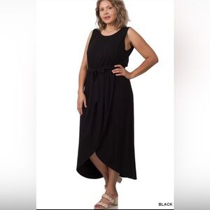 Watch Me Rise Faux Wrap Knit Belted Dress in Black